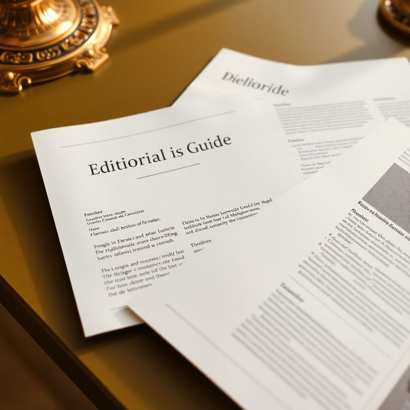 Tištěná editorská příručka a šablony na olivově laděném stole